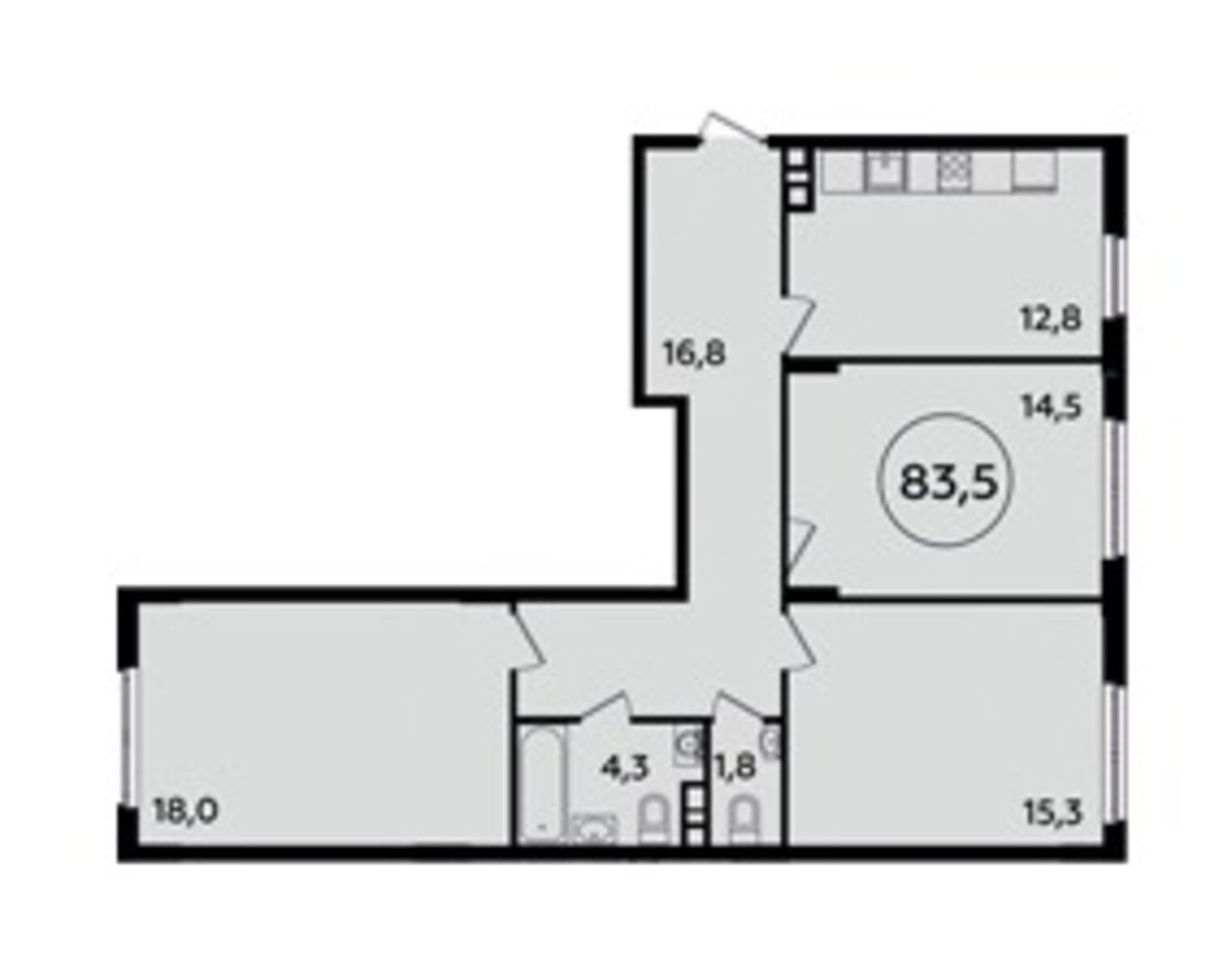 3-комнатная, 83.5 м2, ЖК «Испанские кварталы» 3-комнатная, 83.5 м2, ЖК «Испанские кварталы»
