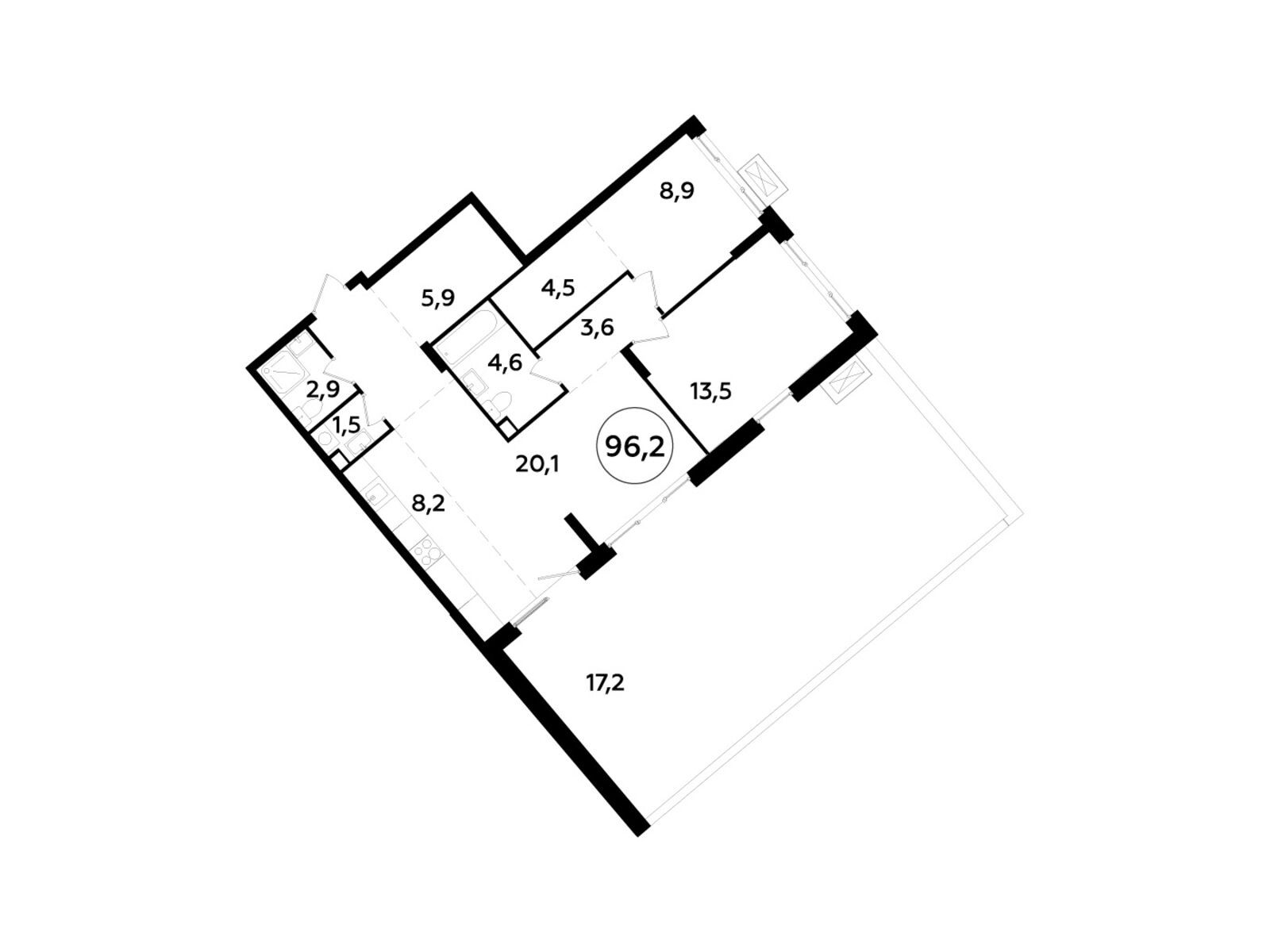 3-комнатная, 95.3 м2, ЖК «Прокшино» 3-комнатная, 95.3 м2, ЖК «Прокшино»