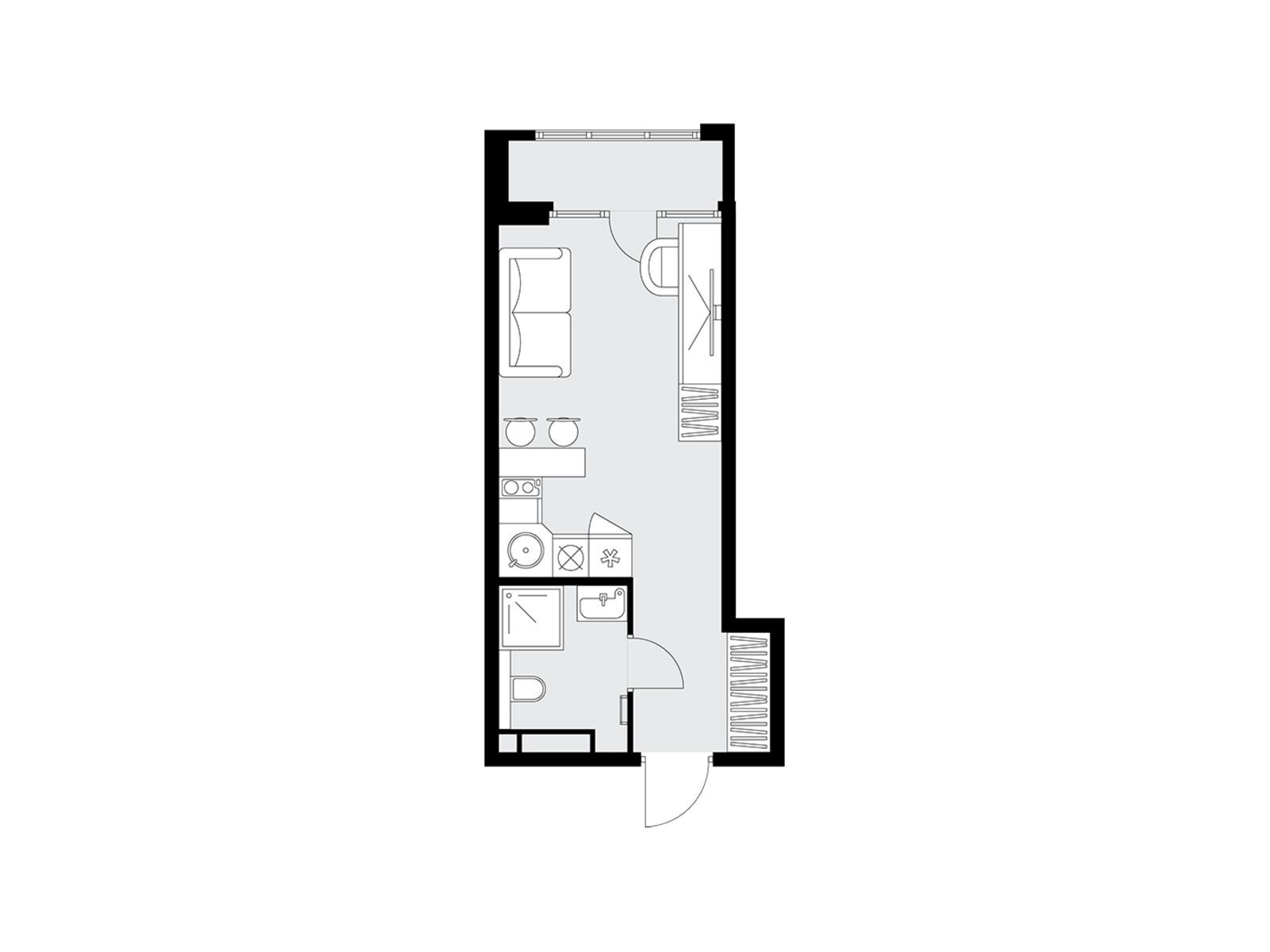 студия, 24.4 м2, «Дом на Зорге»