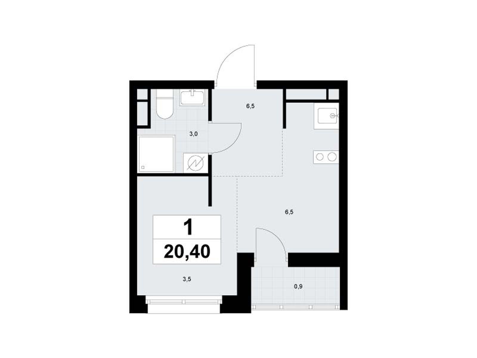 студия, 20.4 м2, ЖК «Родные кварталы»