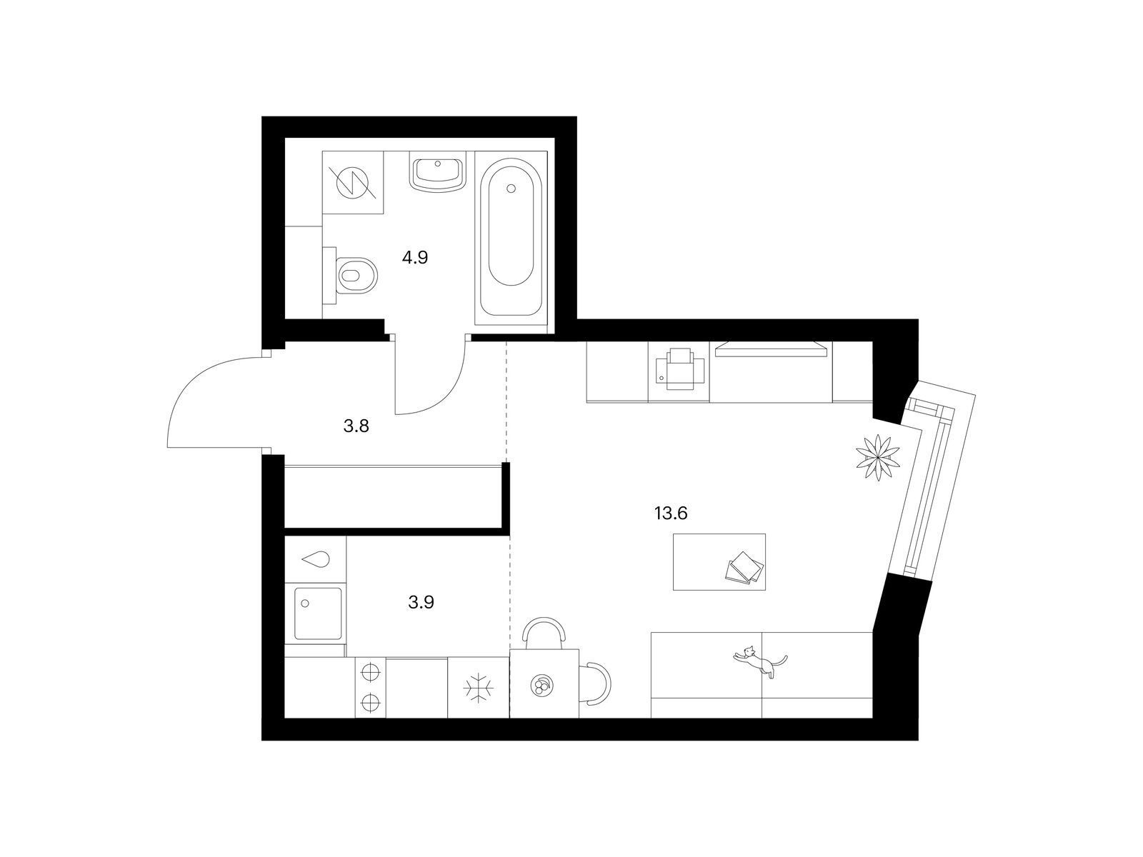 26.2 кв.м, Кронштадтский 9 26.2 кв.м, Кронштадтский 9
