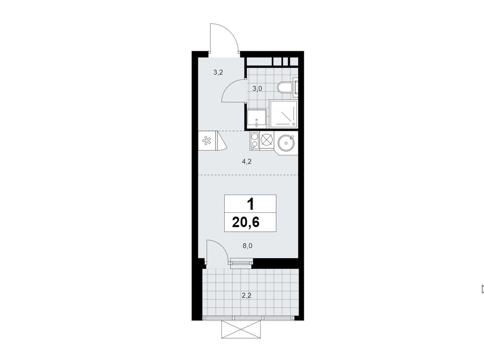 20.6 кв.м, ЖК «Скандинавия»
