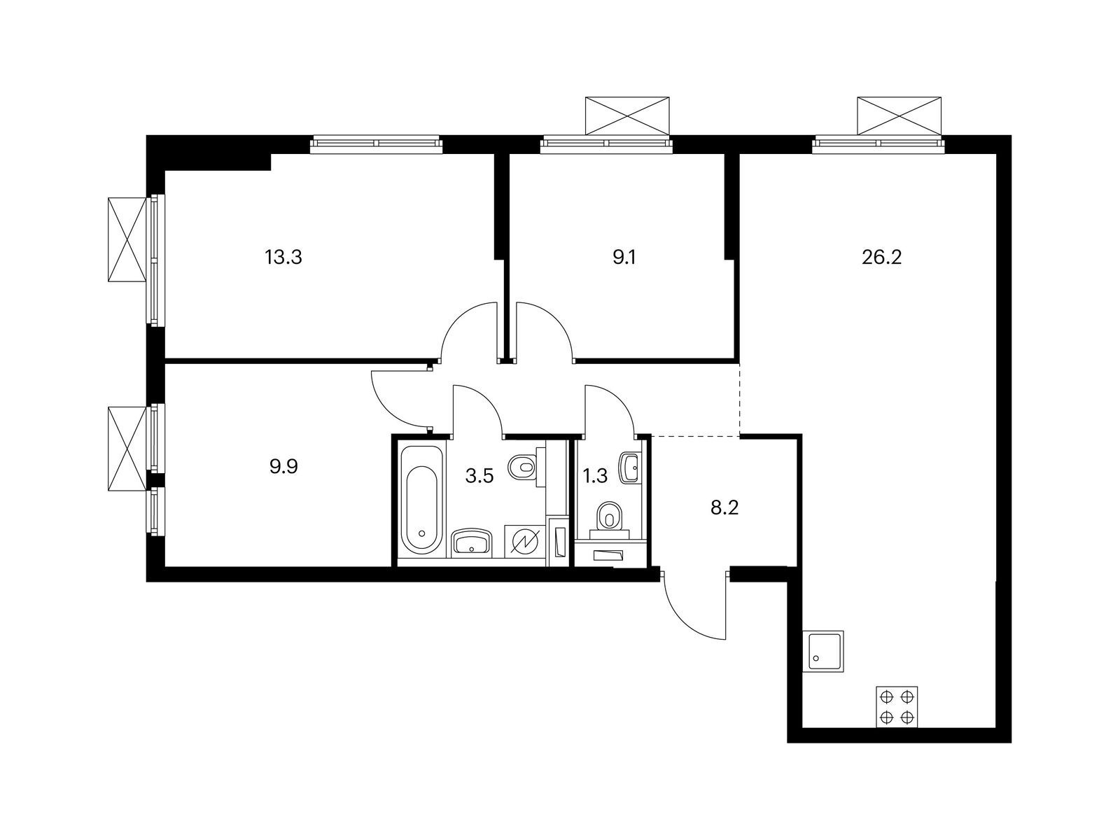 3-комнатная квартира, 71.5 кв.м, Второй Нагатинский