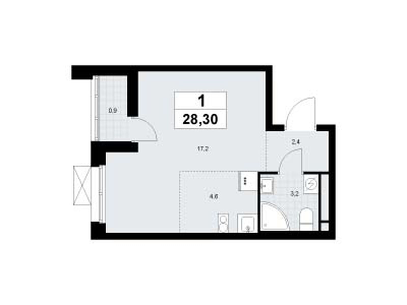 студия, 28.3 м2, ЖК «Родные кварталы»