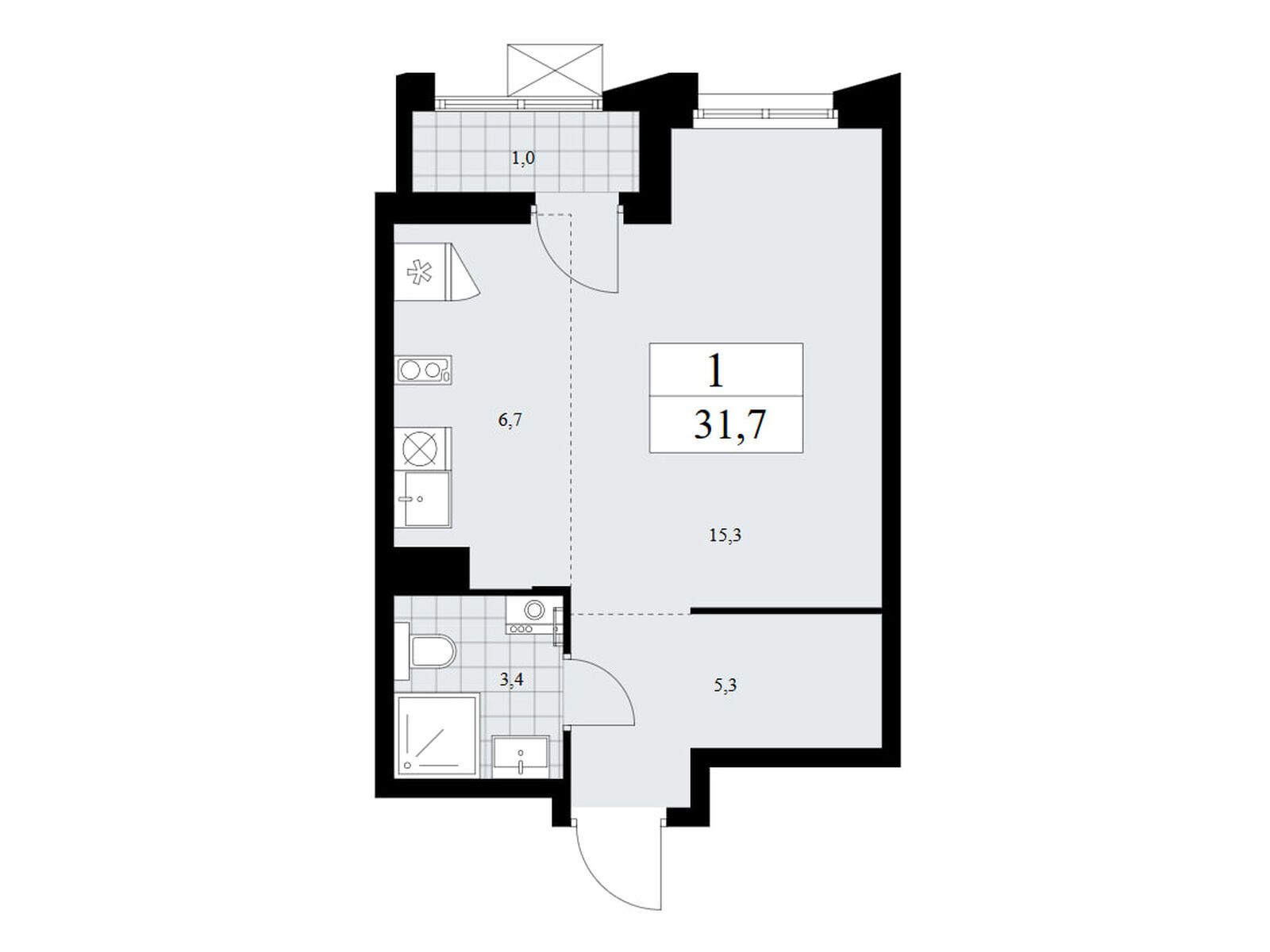 студия, 31.7 м2, ЖК «Деснаречье» студия, 31.7 м2, ЖК «Деснаречье»