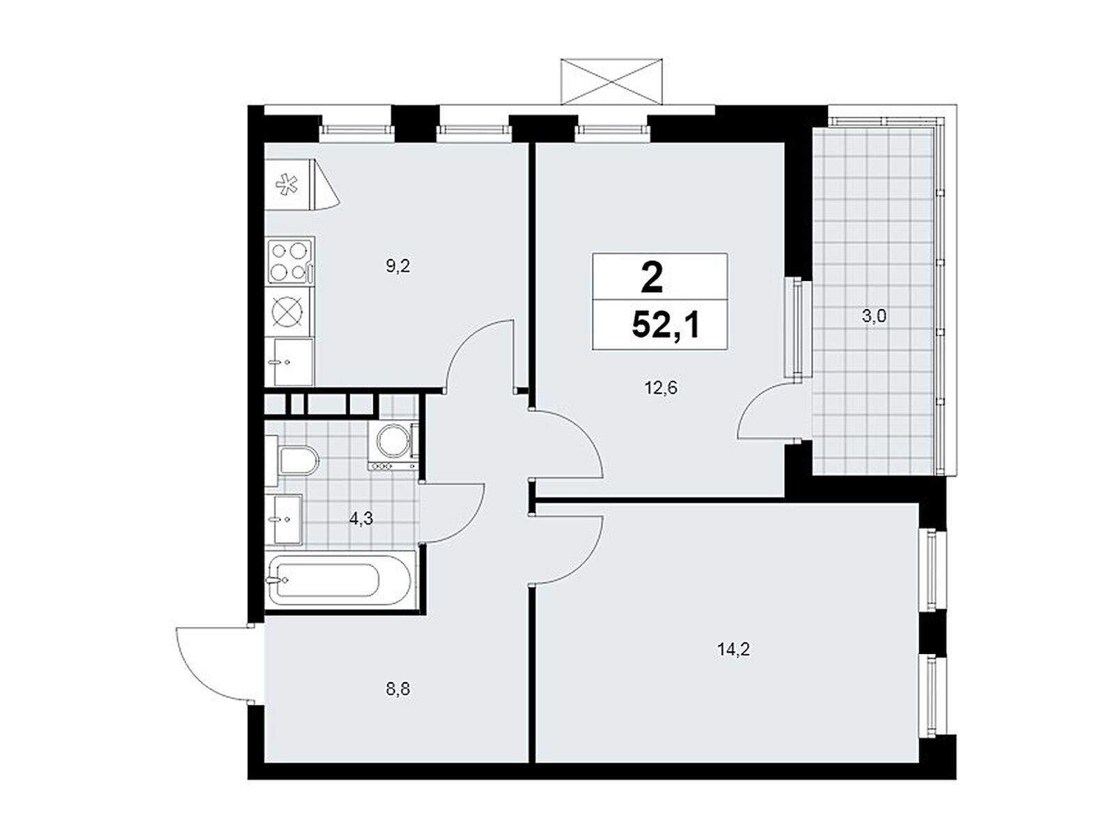 2-комнатная квартира, 52.1 кв.м, ЖК «Скандинавия» 2-комнатная квартира, 52.1 кв.м, ЖК «Скандинавия»