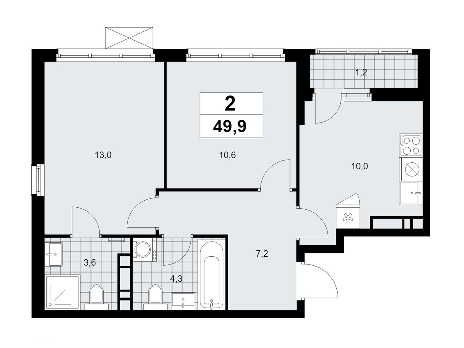2-комнатная квартира, 49.9 кв.м, ЖК «Скандинавия» 2-комнатная квартира, 49.9 кв.м, ЖК «Скандинавия»