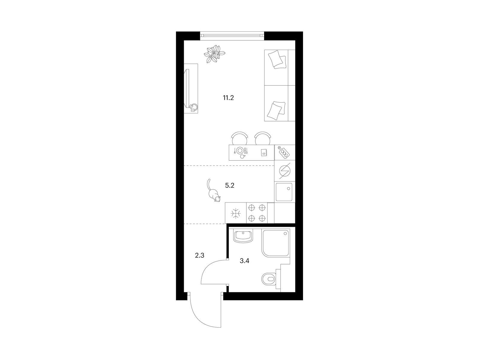 22.1 кв.м, Кронштадтский 9 22.1 кв.м, Кронштадтский 9