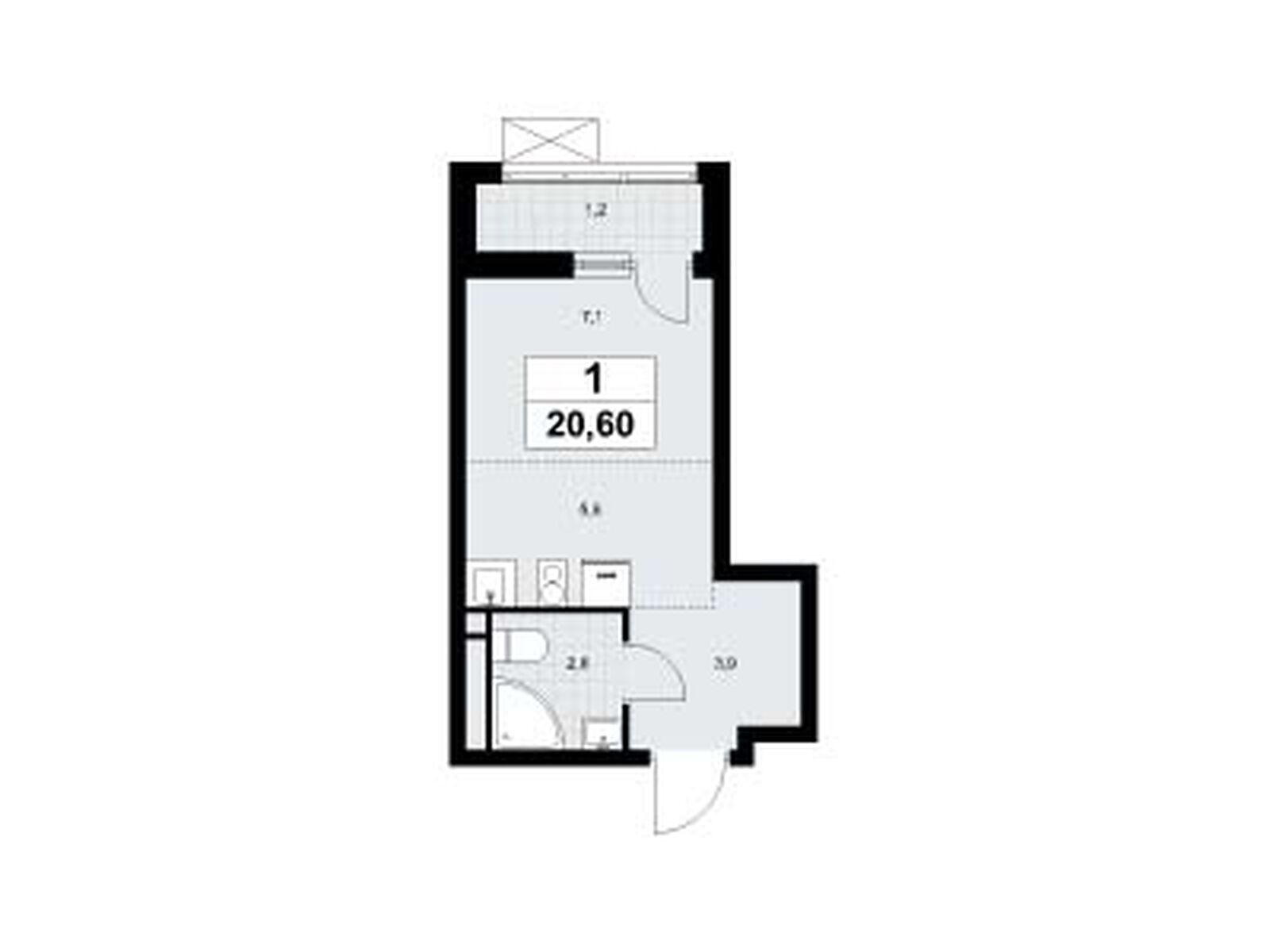 20.6 кв.м, ЖК «Родные кварталы» 20.6 кв.м, ЖК «Родные кварталы»