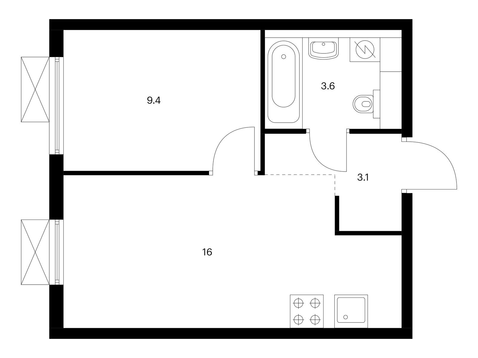 1-комнатная квартира, 32.1 кв.м, Люблинский парк 1-комнатная квартира, 32.1 кв.м, Люблинский парк