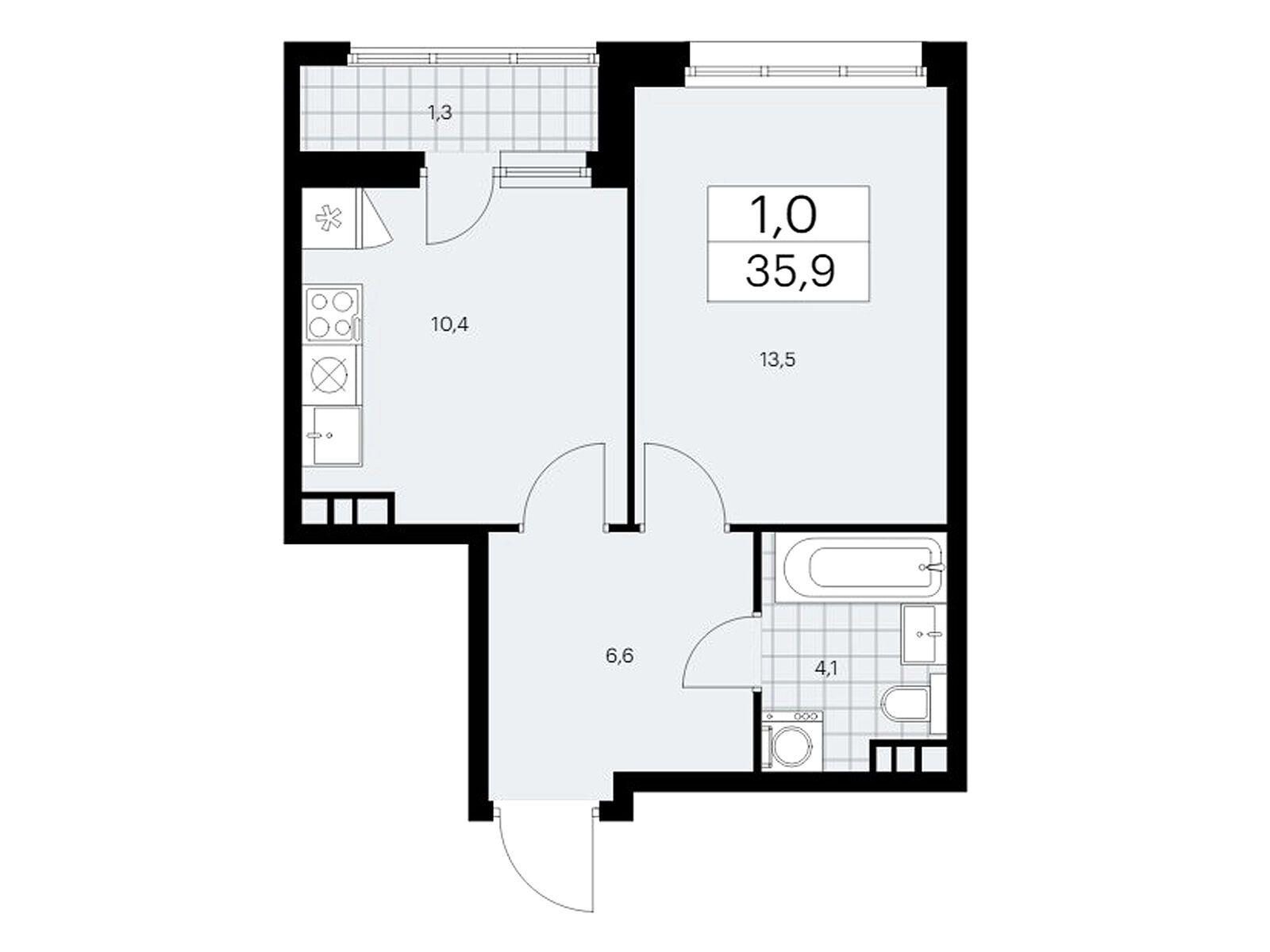 1-комнатная, 35.9 м2, ЖК «Дзен-кварталы» 1-комнатная, 35.9 м2, ЖК «Дзен-кварталы»