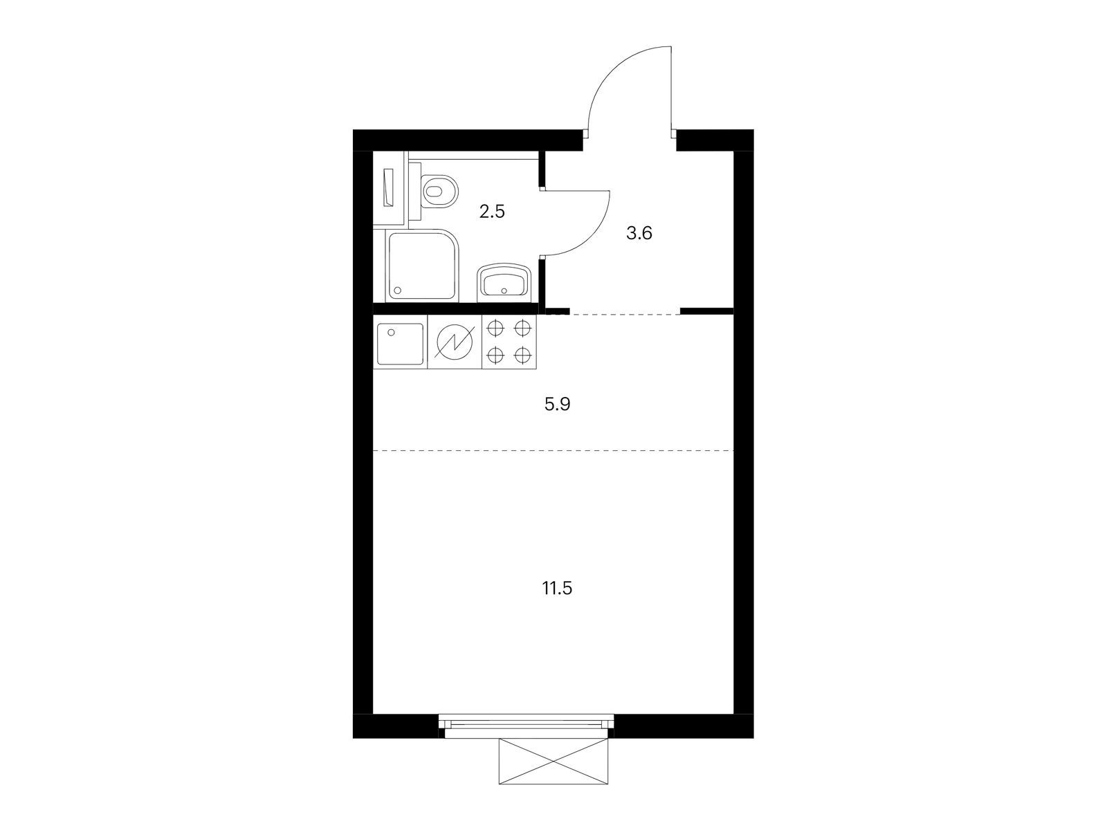 23.5 кв.м, Амурский парк