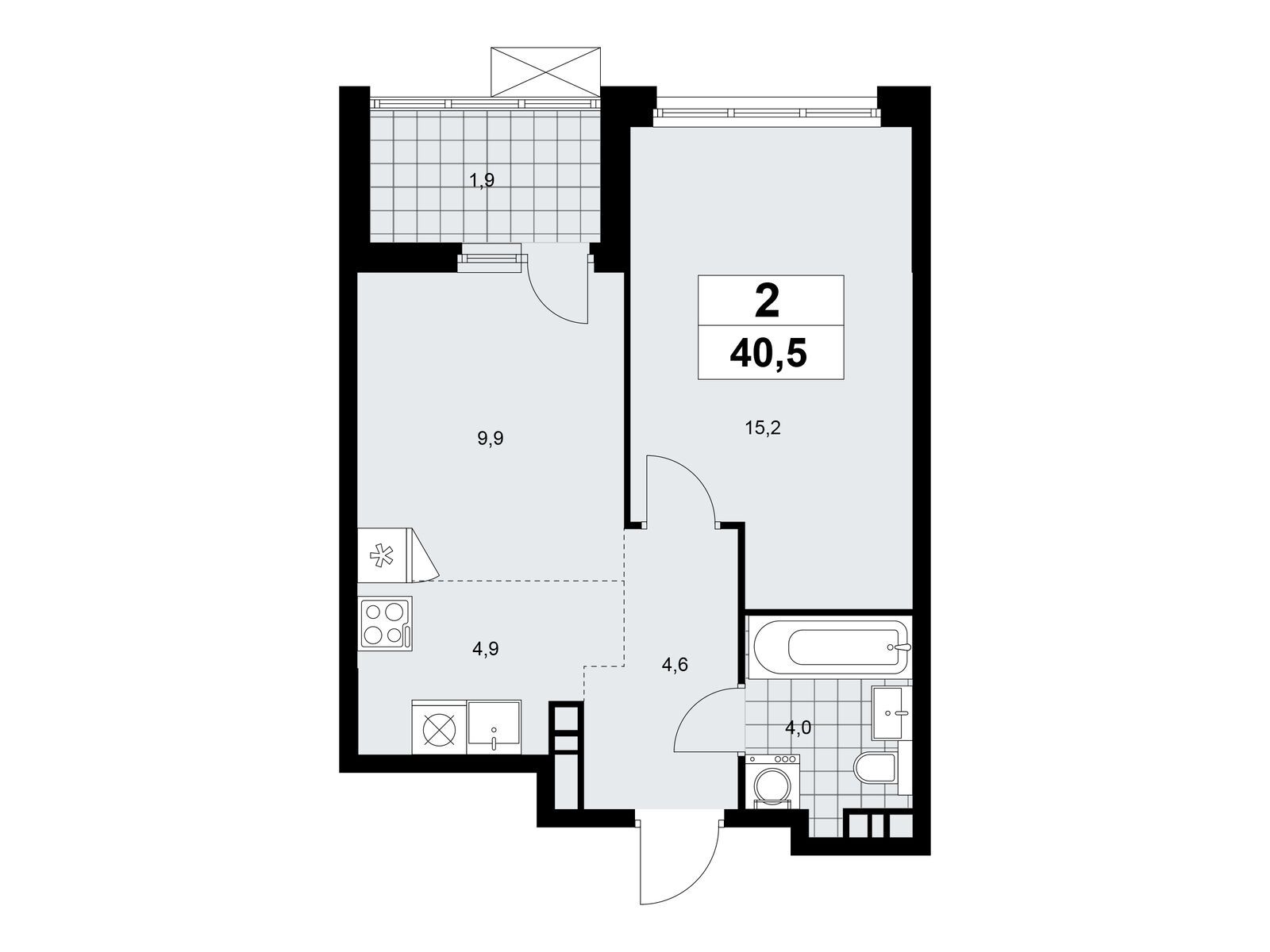 2-комнатная квартира, 40.5 кв.м, ЖК «Скандинавия» 2-комнатная квартира, 40.5 кв.м, ЖК «Скандинавия»