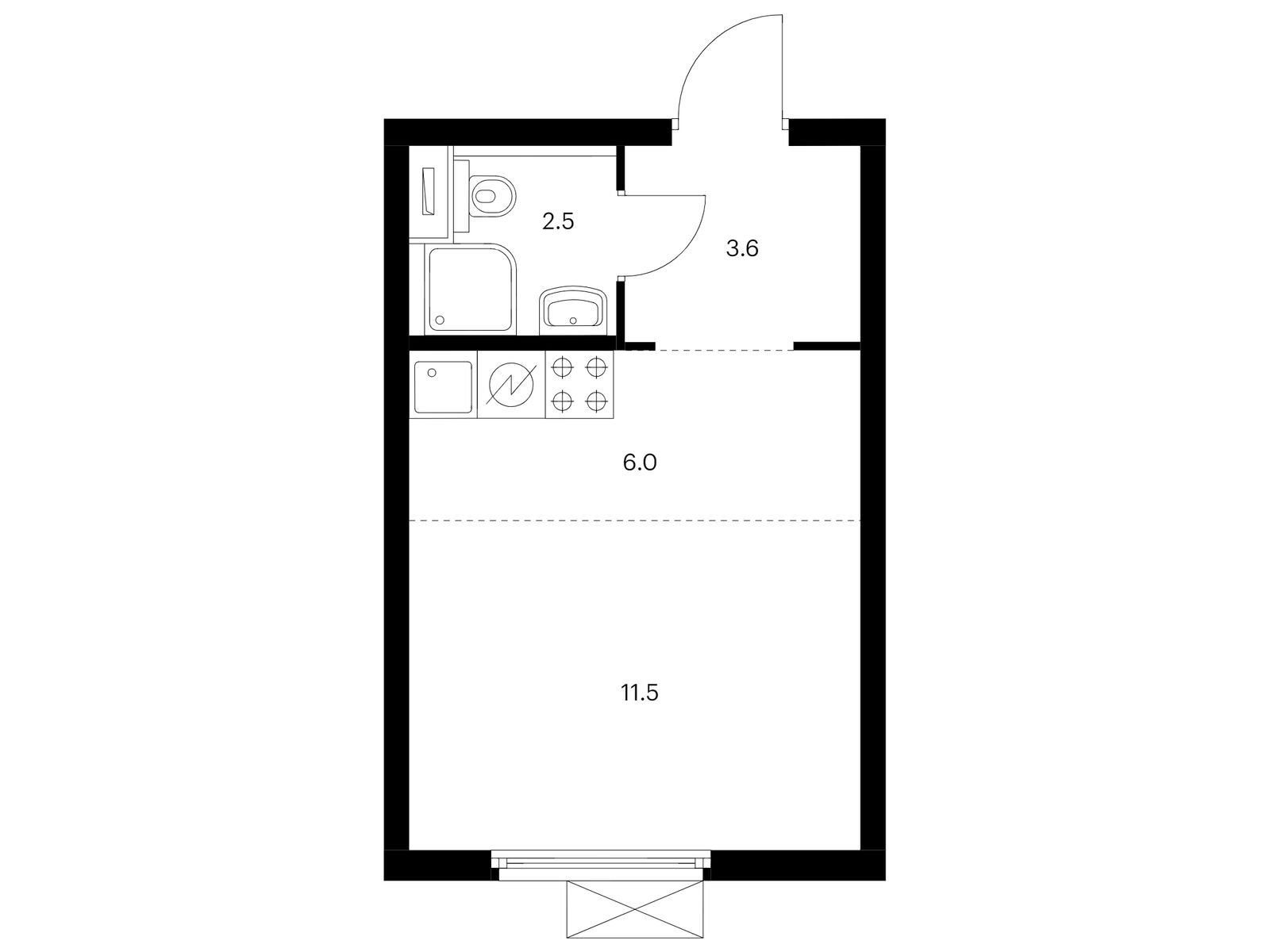 23.6 кв.м, Амурский парк