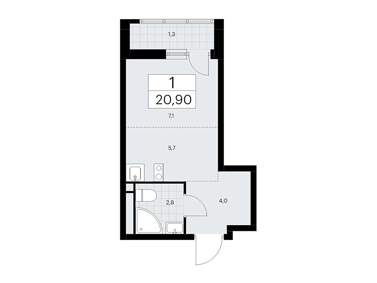 20.9 кв.м, ЖК «Родные кварталы» 20.9 кв.м, ЖК «Родные кварталы»