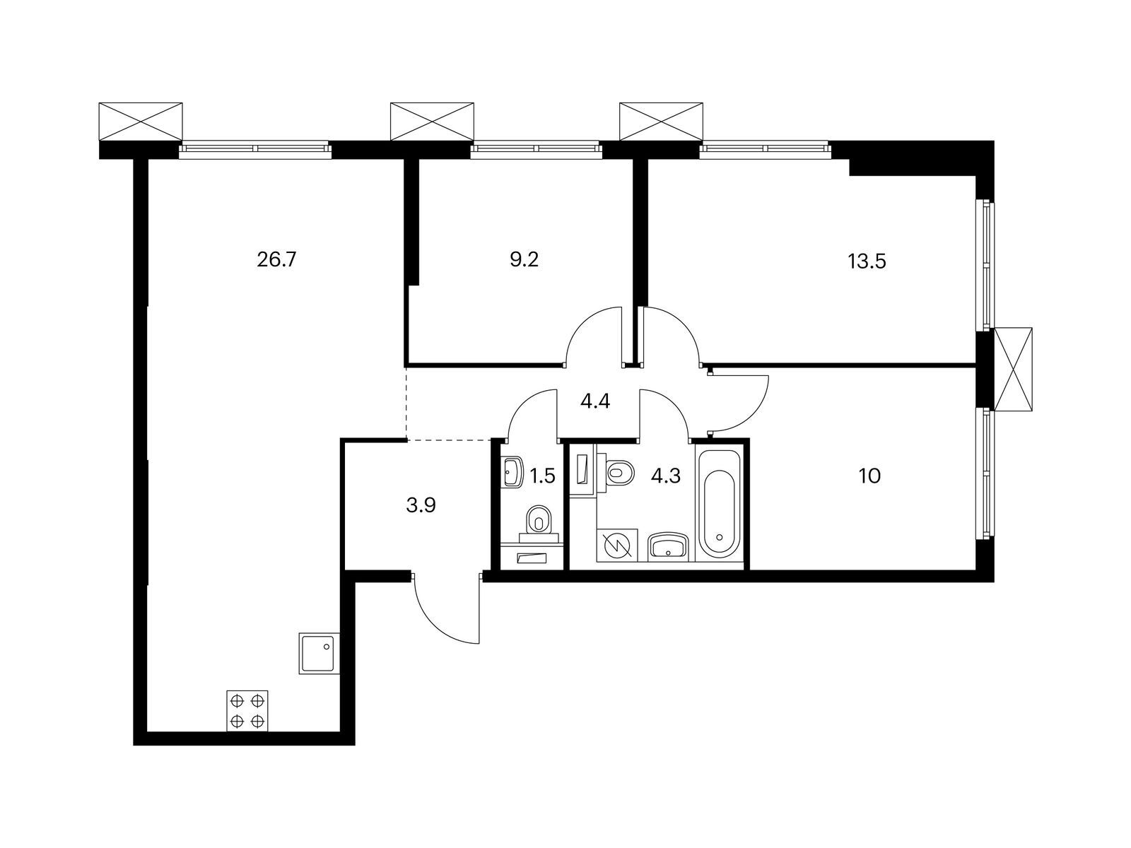 3-комнатная квартира, 73.5 кв.м, Алтуфьевское 53