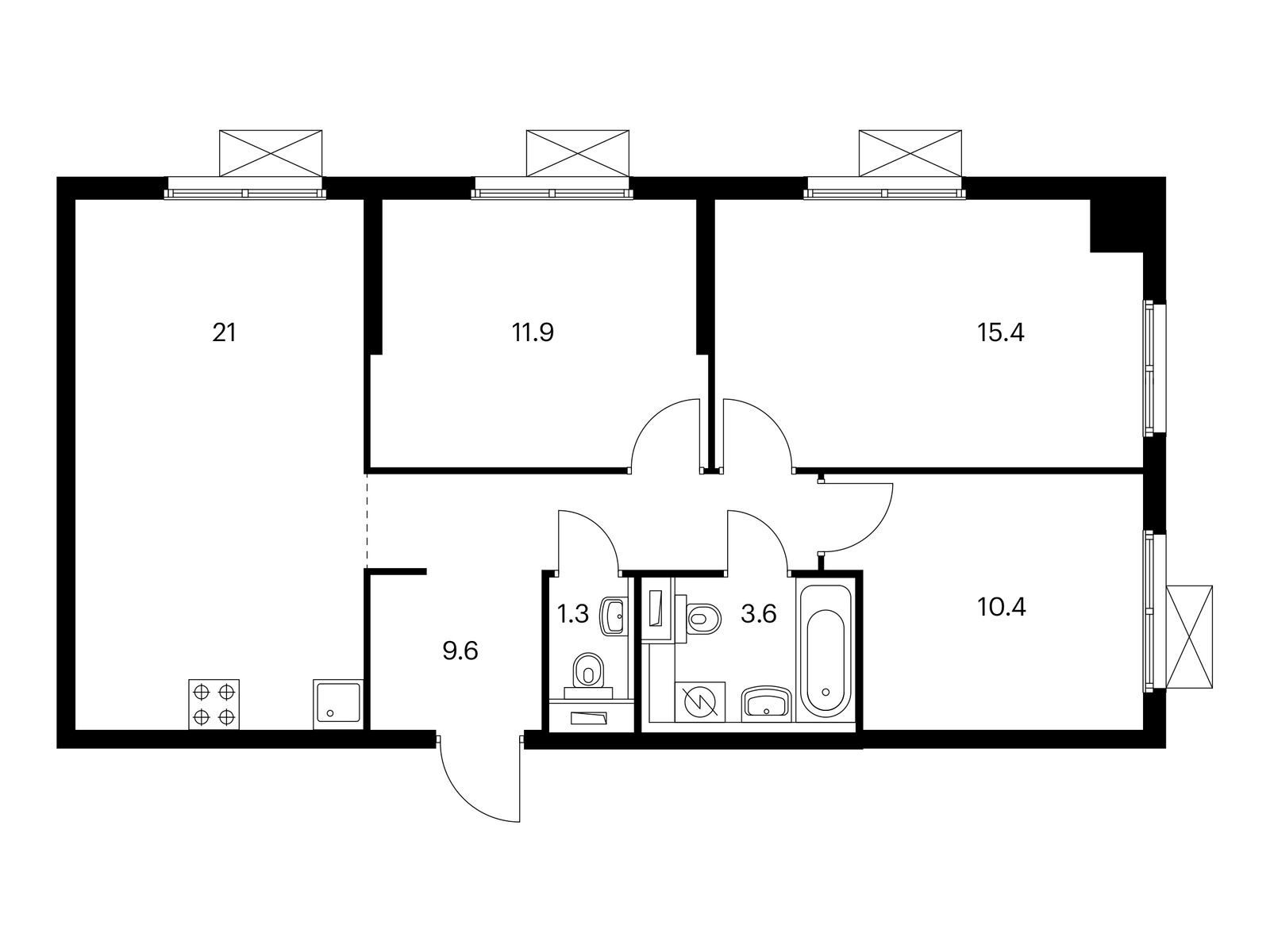 3-комнатная квартира, 73.2 кв.м, Римского-Корсакова 11