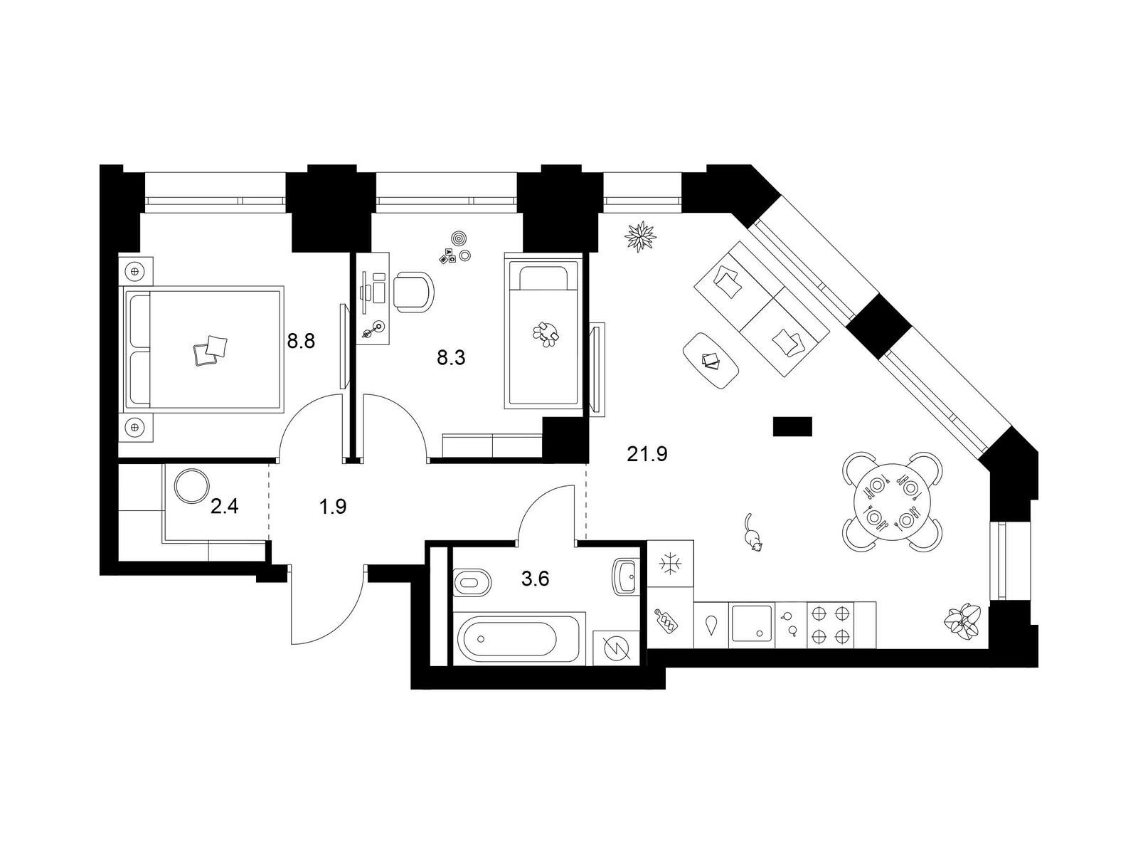 2-комнатная квартира, 49.5 кв.м, Саларьево парк
