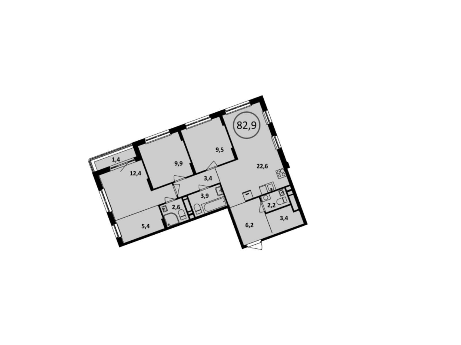 3-комнатная, 83.7 м2, ЖК «Испанские кварталы» 3-комнатная, 83.7 м2, ЖК «Испанские кварталы»
