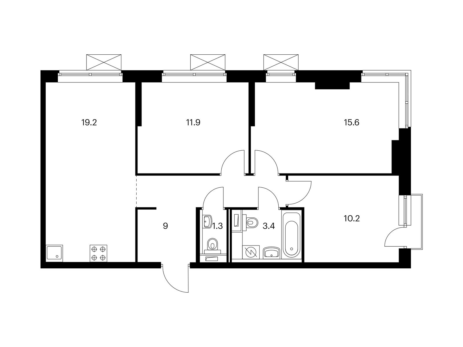 3-комнатная квартира, 70.6 кв.м, Новое Очаково