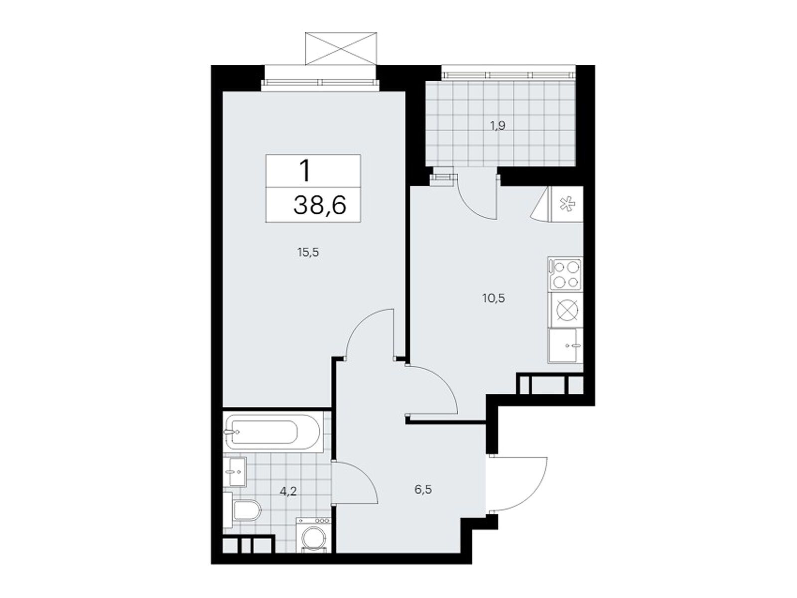 1-комнатная квартира, 38.6 кв.м, ЖК «Скандинавия» 1-комнатная квартира, 38.6 кв.м, ЖК «Скандинавия»